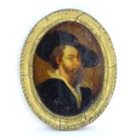 Continental School, XVIII, Oil on panel, an oval, A portrait of a gentleman,