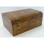 A 19thC Tunbridgeware work box, of walnut construction with inlays of ebony, boxwood,