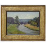 Ernest Alfred Sallis Benny (1894-1966), Oil on canvas board, A river landscape,