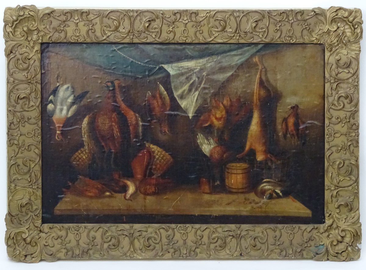 XVIII / XIX English School, Oil on canvas laid on panel, A game larder with Snipe , Woodcock . - Image 8 of 8