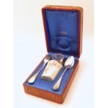 Silver Christening items comprising A French silver beaker,