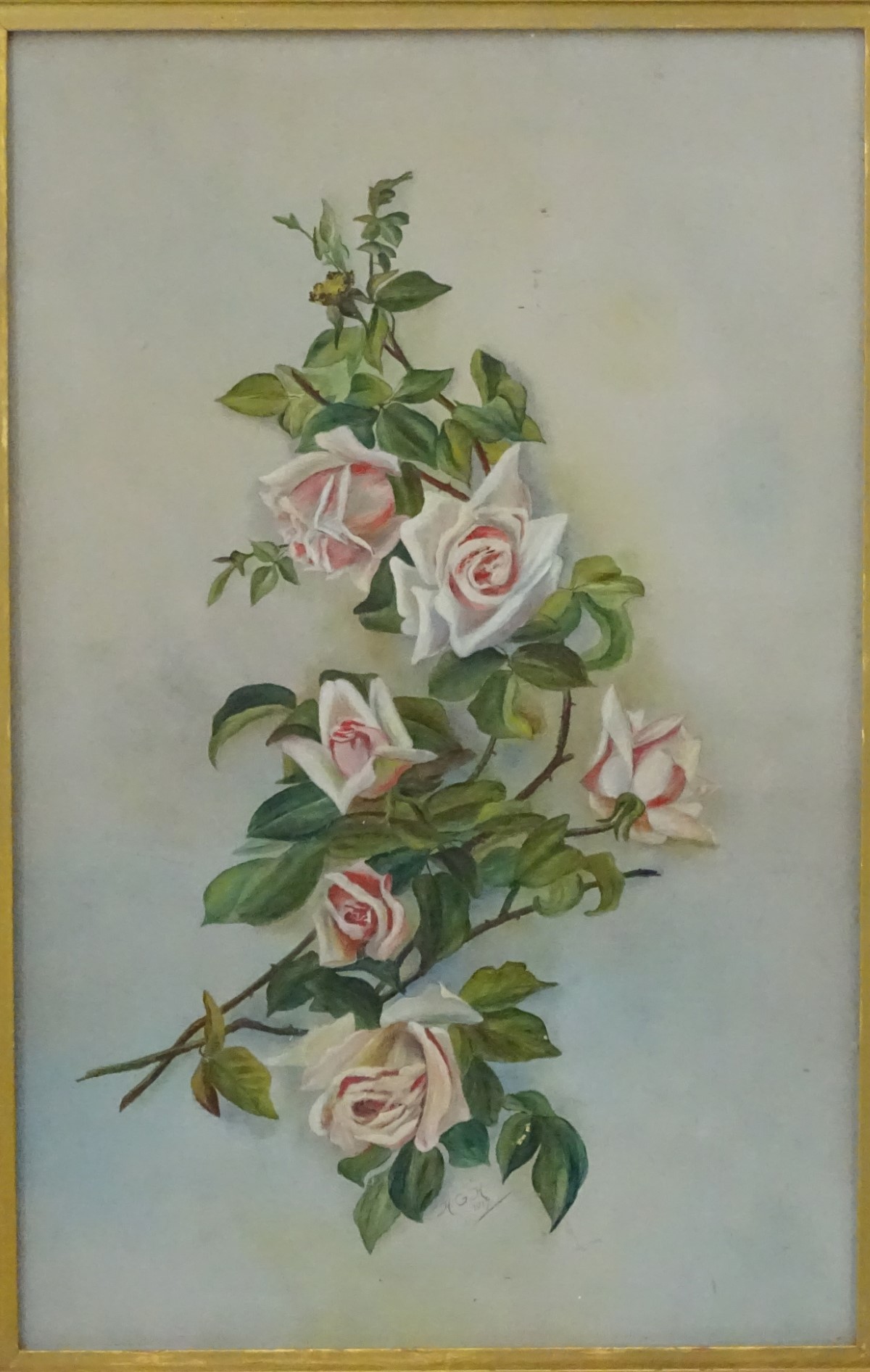 HGH, 1917, Oil on board, Roses, A still life study of roses, Signed H. G. H. - Image 4 of 10