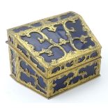 A 20thC table casket / box with scrolling gilt metal mounts and blue detail. Approx.