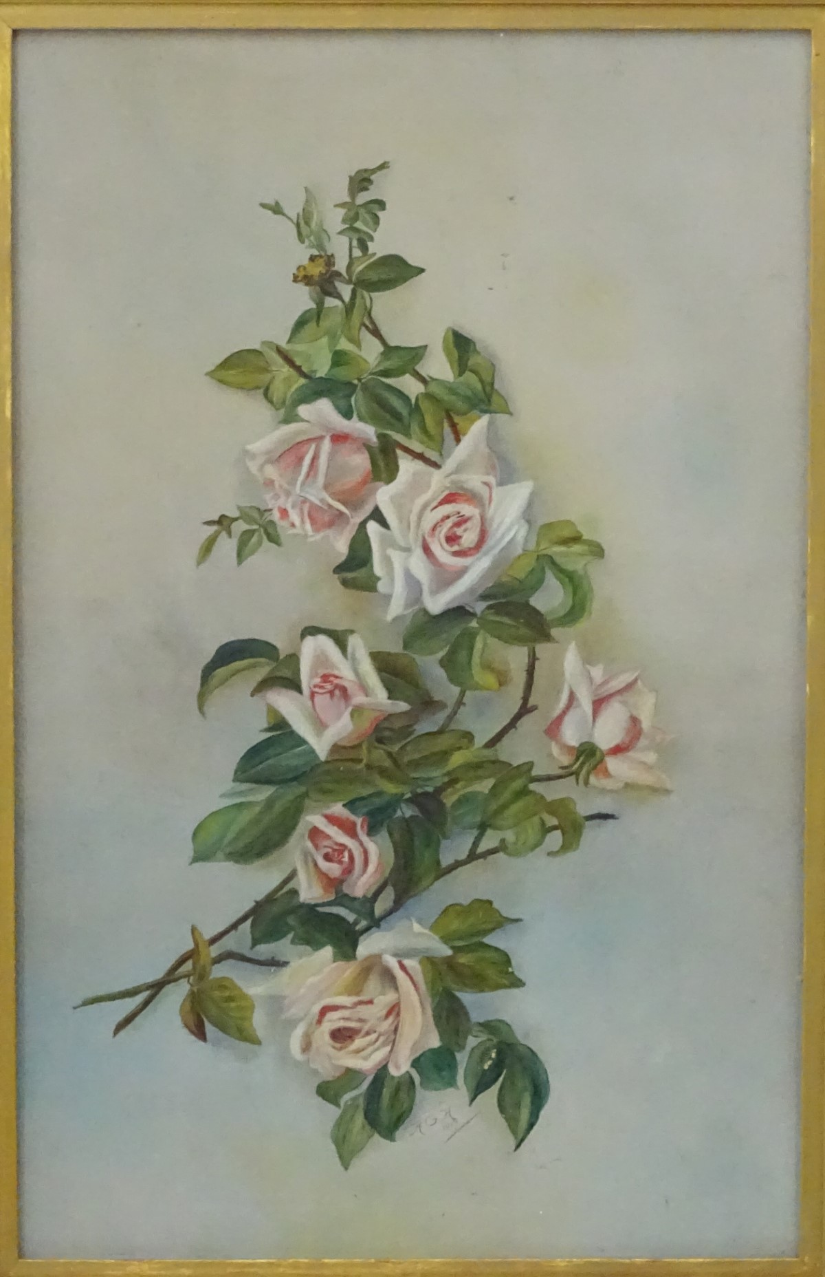 HGH, 1917, Oil on board, Roses, A still life study of roses, Signed H. G. H. - Image 7 of 10