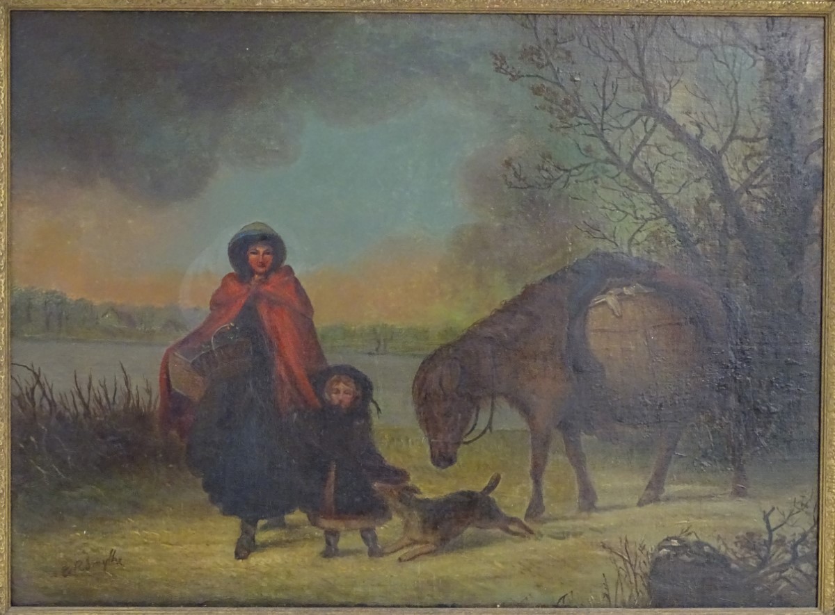 Manner of Edward Robert Smythe (1810-1899), Oil on canvas, Winter Travellers, - Image 8 of 12