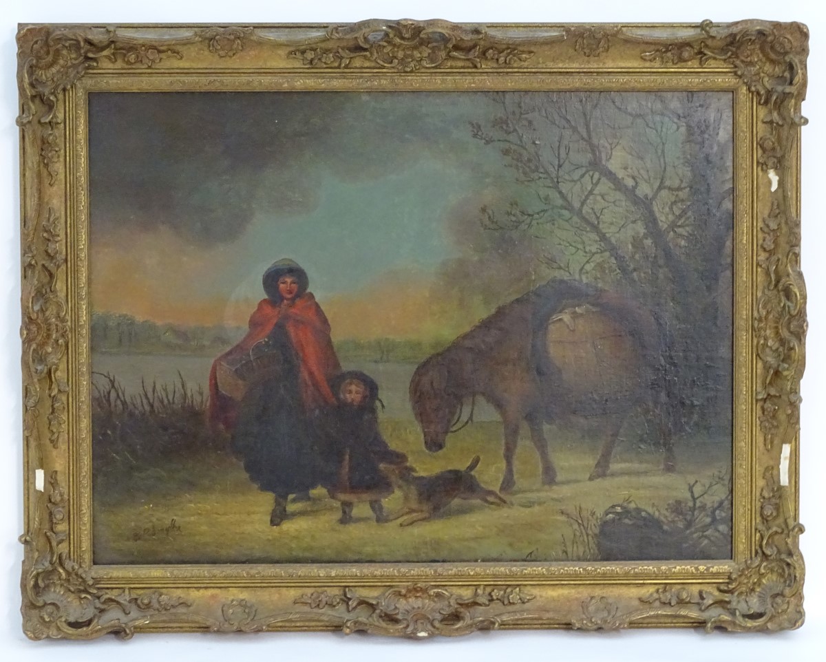 Manner of Edward Robert Smythe (1810-1899), Oil on canvas, Winter Travellers, - Image 4 of 12