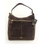 A new Osprey London 'Canterbury Hobo' Nappa/Suede bag in Chocolate colour, 15'' wide,