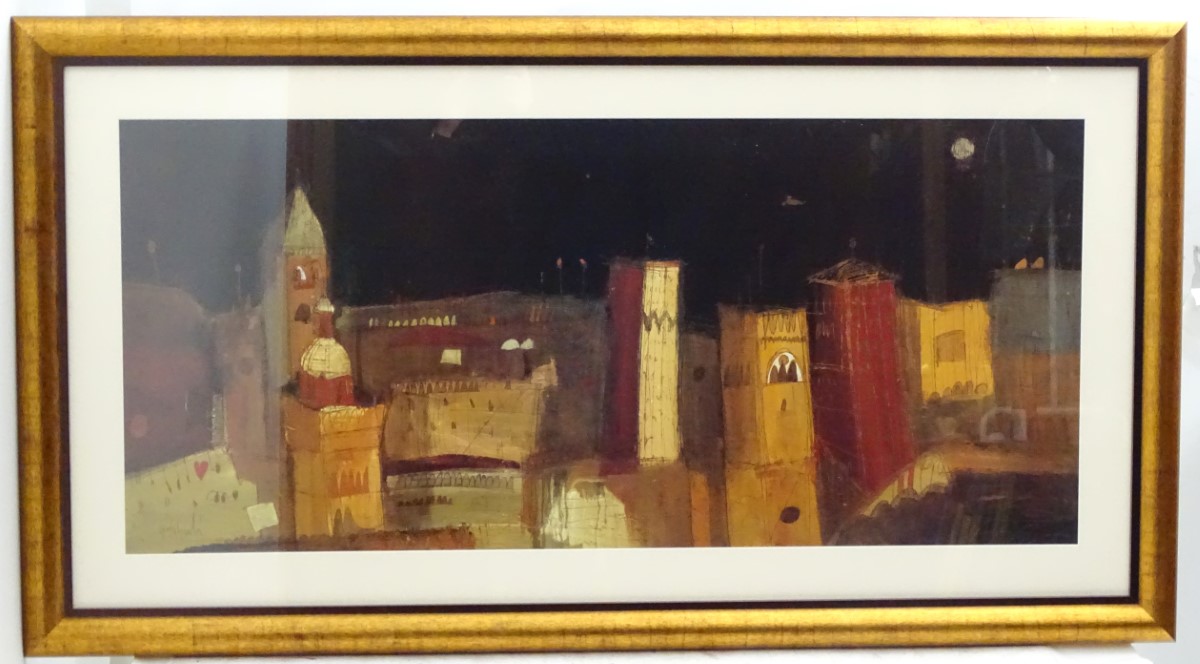 After Georg Gruola, XX, Coloured print, Marrakesh in the evening, Facsimile signed lower left. - Image 9 of 10