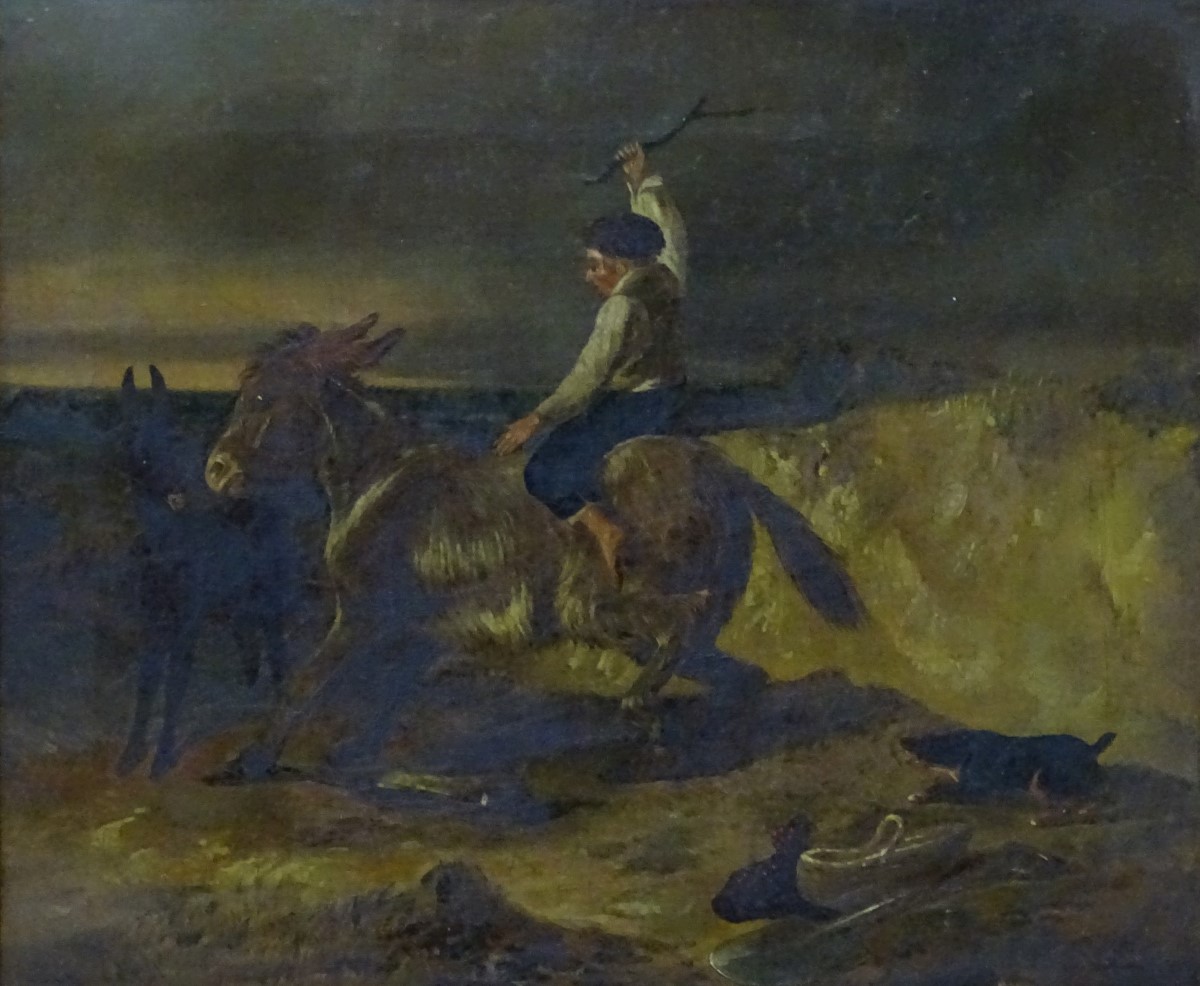 R A Bell (1815-1885) ?, Oil on canvas, The stubborn Donkey, Signed lower left. - Image 8 of 12