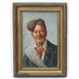 Salvatore Maresca, XIX-XX, Italian School, Oil on canvas, A portrait of an old man smoking a pipe,