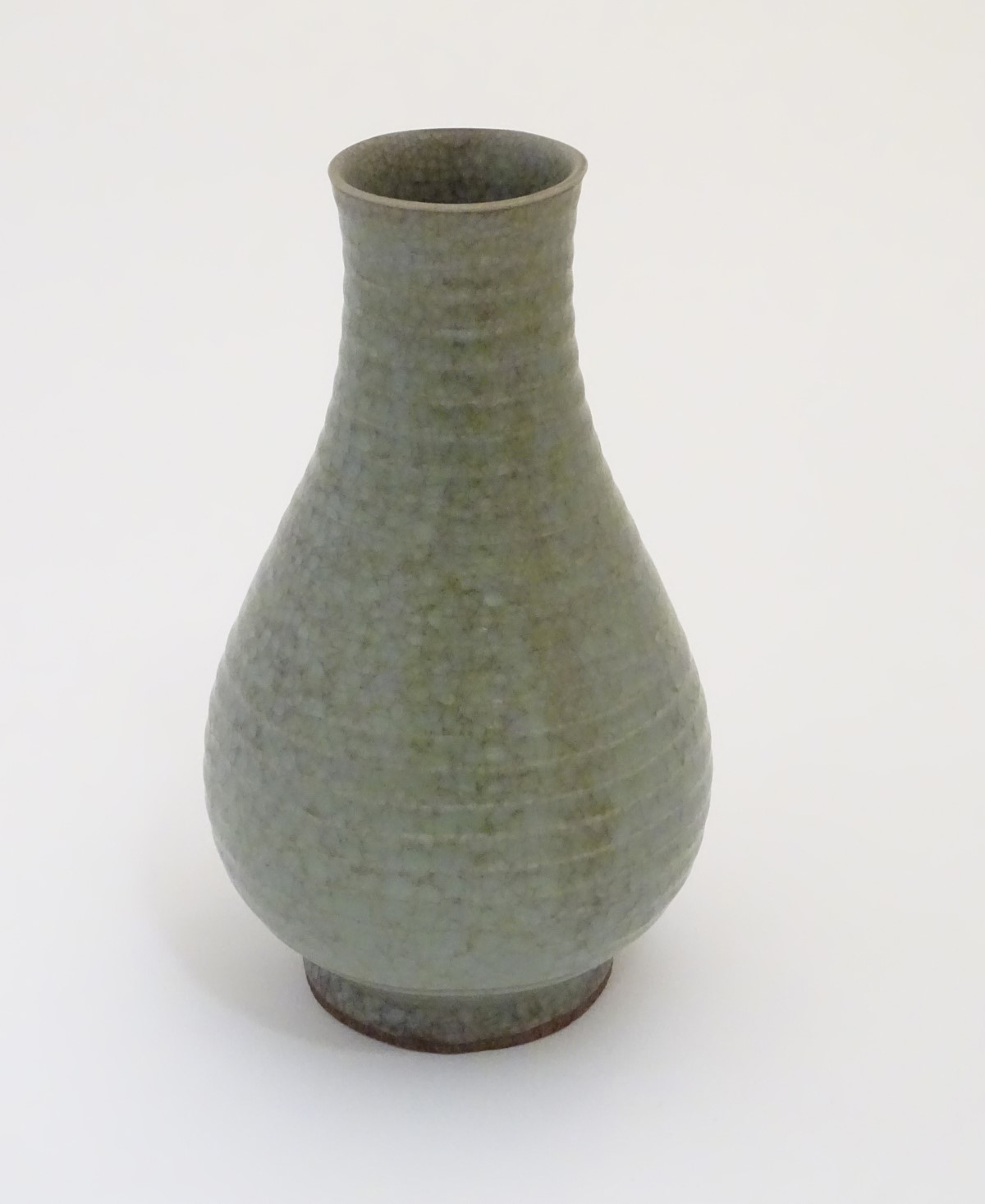 A Chinese celadon pear-shaped vase with a crackle glaze. Approx. 9 3/4" high. - Image 7 of 8