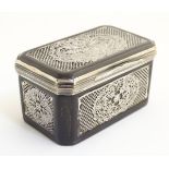 A 19thC tortoiseshell table snuff box with cantered corners,