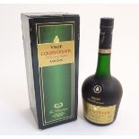 A single boxed bottle of Courvoisier VSOP cognac, 1 litre, 40% vol.