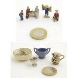 A quantity of assorted ceramic miniatures, to include two oriental figures drinking tea,