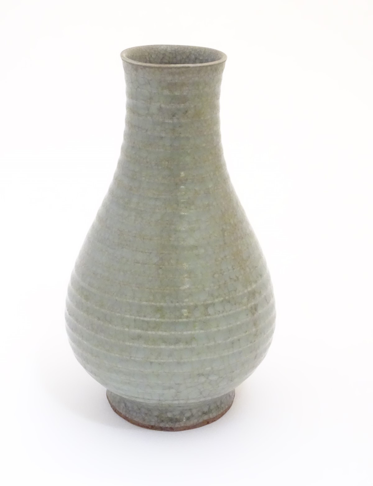 A Chinese celadon pear-shaped vase with a crackle glaze. Approx. 9 3/4" high. - Image 8 of 8