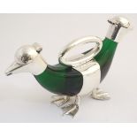 A 21stC novelty decanter / claret jug, formed as two opposed ducks,