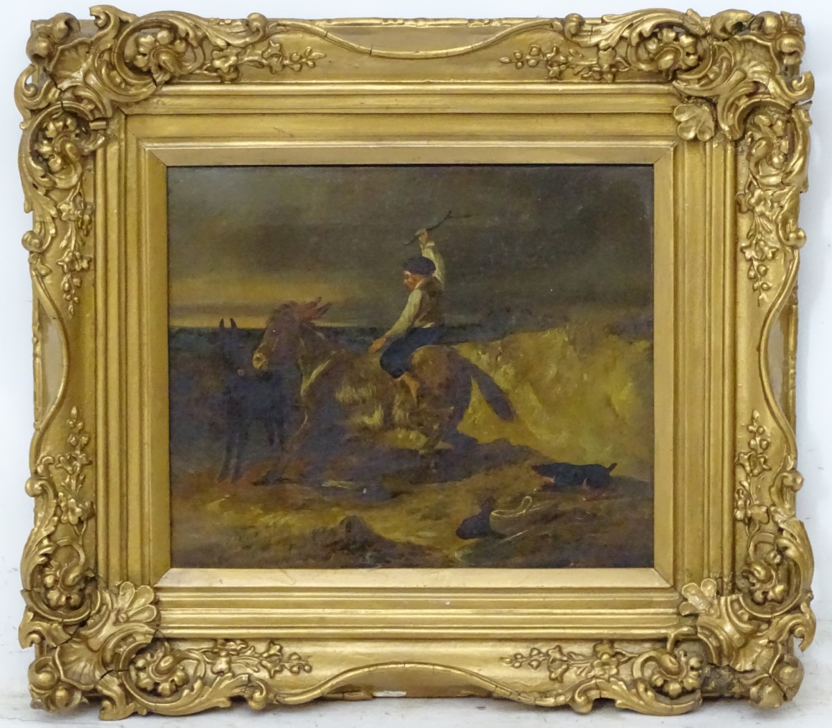 R A Bell (1815-1885) ?, Oil on canvas, The stubborn Donkey, Signed lower left.