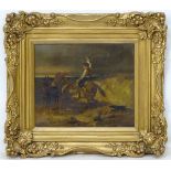 R A Bell (1815-1885) ?, Oil on canvas, The stubborn Donkey, Signed lower left.