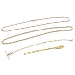 9ct gold jewellery comprising 2 necklaces and 2 bracelets.