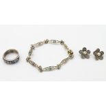 Assorted jewellery including a vintage Scandia Sterling silver ring set with opal chips