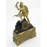 Elie a Paris: an large French bronze and ormolu mantle clock, surmounted with a warrior figure,