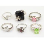 6 assorted silver / white metal rings CONDITION: Please Note - we do not make