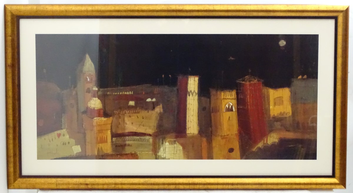 After Georg Gruola, XX, Coloured print, Marrakesh in the evening, Facsimile signed lower left. - Image 8 of 10