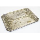 WMF: an embossed tray with canted corners, marked 'CK I/O'. Approx. 11 1/4" long x 8" wide.