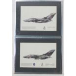 Militaria: a pair of late 20thC polychrome prints depicting RAF Tornado fighters 'GR.