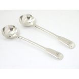 A pair of silver fiddle pattern salt spoons hallmarked London 1807 maker IL 4" long