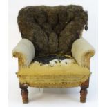 A Victorian button back chair for restoration,