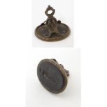 A late 19th / early 20thC pendant fob seal with hardstone intaglio depicting a classical figure.