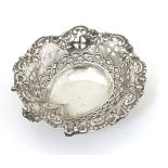 A silver bon bon dish hallmarked Chester 1897 maker Daniel George Collins.