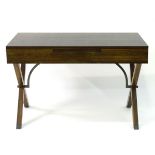 Vintage Retro / Mid Century Modern: a designer Macassar Ebony draw leaf extending table with X