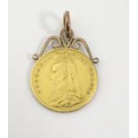 A Victorian 1887 half sovereign with hanger CONDITION: Please Note - we do not make