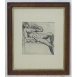 Indistinctly signed, XX, Pencil sketch, Reclining nude, Signed lower left.