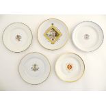 Five Flemish armorial plates,