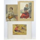 Russian School, Folio of 3 aquarelles,