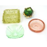 Five items of assorted mid-20thC art studio glass items,