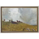 Doris E Abbott, 1916, Oil on canvas, Ayrshire cows seated etc.