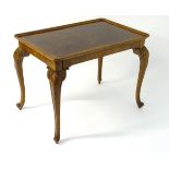 A 19thC walnut silver table with a burr walnut top,