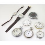 An assortment of watch movements, pocket watches and wristwatches, to include examples by Ingersoll,