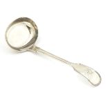 A Victorian silver fiddle and thread pattern sauce ladle hallmarked Exeter 1865 maker Thomas Hart