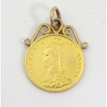 Coin: A Victorian 1887 half sovereign with pendant hanger CONDITION: Please Note -