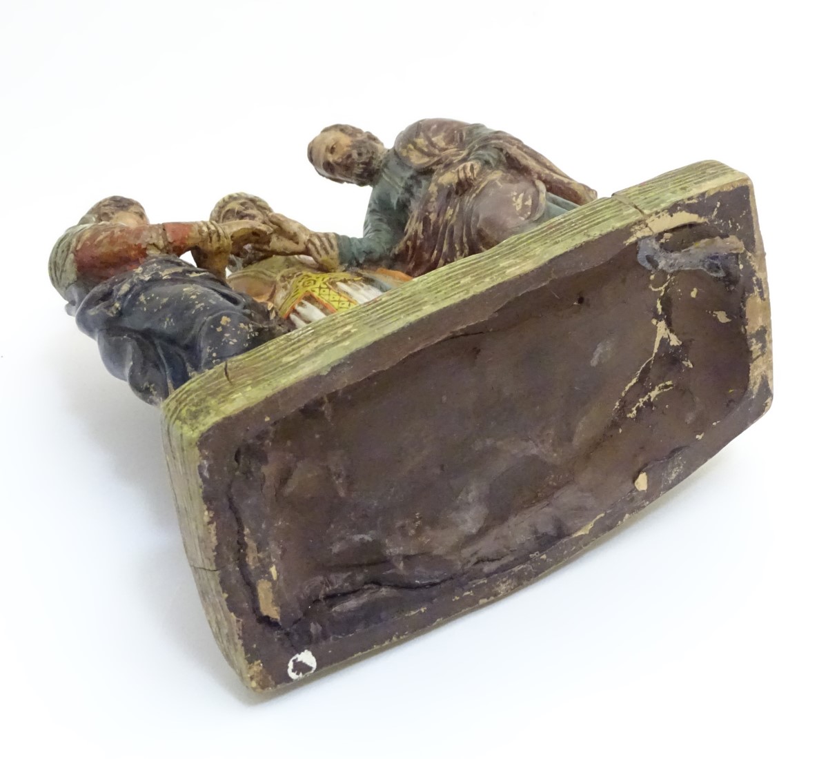 Judaica: A terracotta figural group of three people on a rectangular base, - Image 3 of 5
