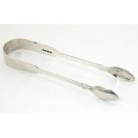 Victorian silver fiddle pattern sugar tongs hallmarked London 1855 maker Charles Boyton 5 3/4" long