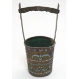 A late 18thC /early 19thc Russian bucket / pale with polychrome enamel decoration in the champleve