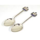 Two silver souvenir spoons with crests to handles for Montrose.