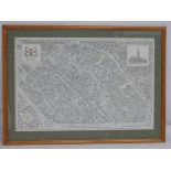 A framed 20thC limited edition map of the centre of Brussels by Anne Lernout, 1986. No.