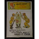 Militaria : An Australian WWII Propaganda Poster with 1941 ' Doctor Carrot ' depiction ,